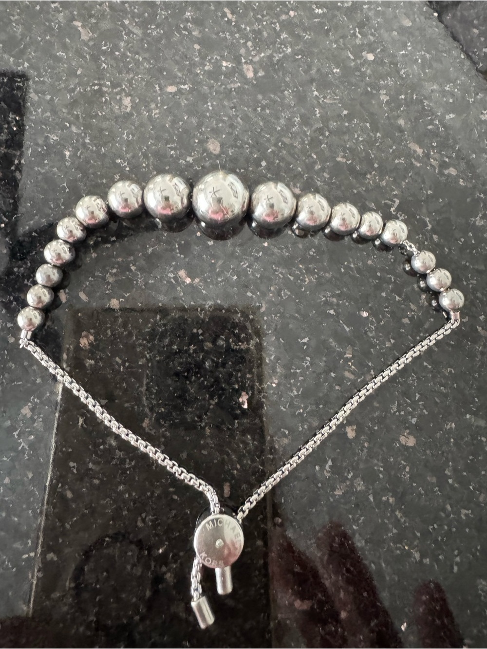 Michael Kors Polished Silver Bead Sliding Bracelet